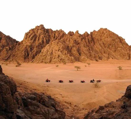 Lined up bikes in the beautiful desert of Sharm El Sheikh