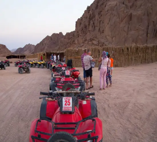 quad bikes lining in the desert