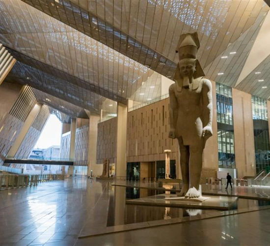 Ramses II standing tall at Grand Egyptian-Museum