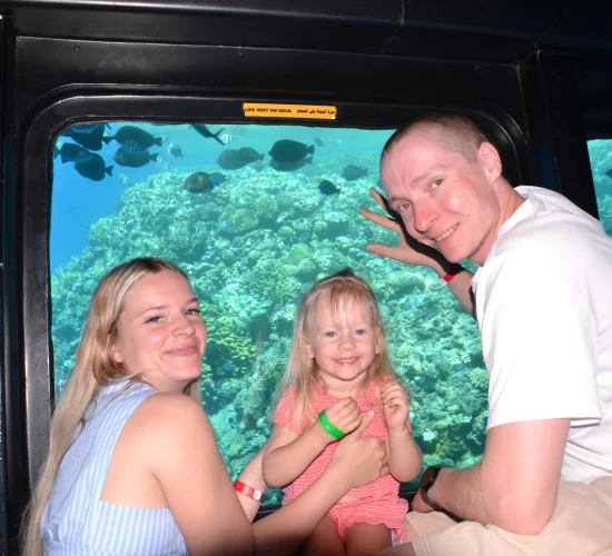 Lovely family inside the Submarine